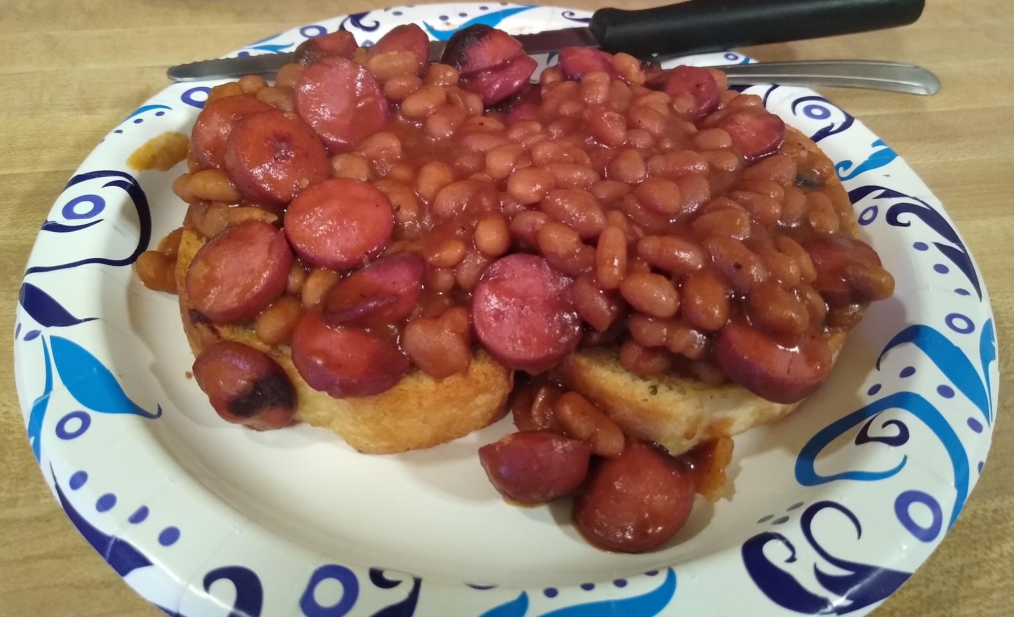 Hot dog and beans recipe